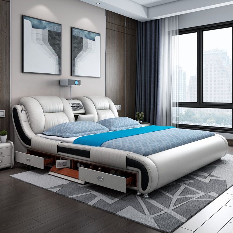 Smart Home Plus - Modernes Luxus-Schlafzimmermöbel Smart Elektrisches Massage-Polsterbett Kingsize