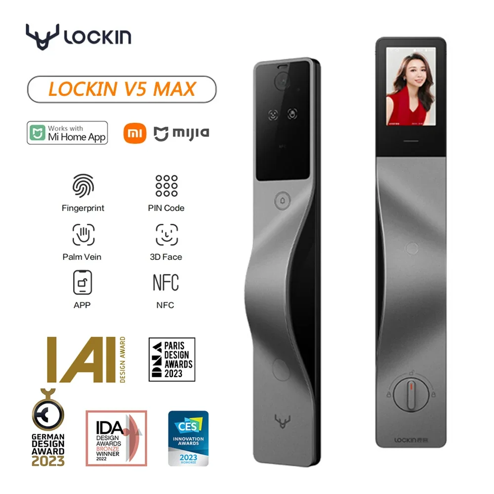 Smart Home Door Lock - Lockin V5 Max 3D-Gesichtserkennung Smart-Schloss Handvenen-Erkennung